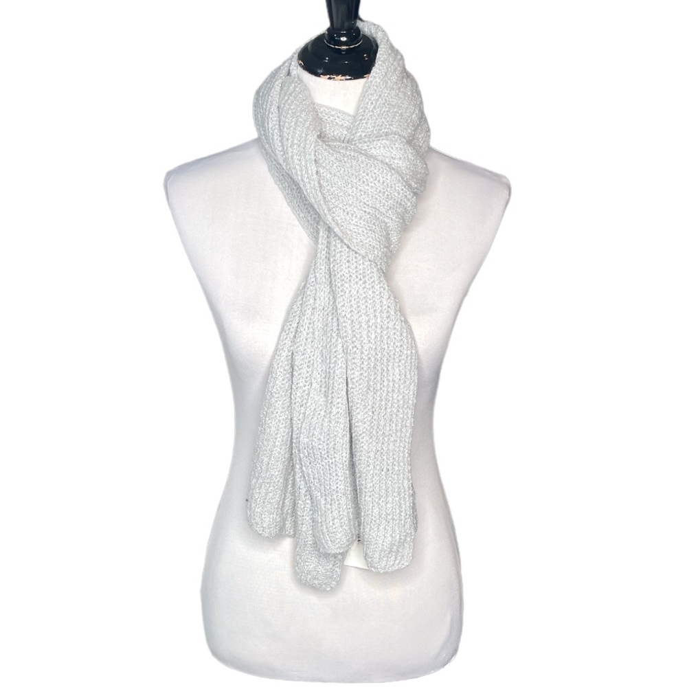 Style & Co. Knit Scarf Light Gray Silver